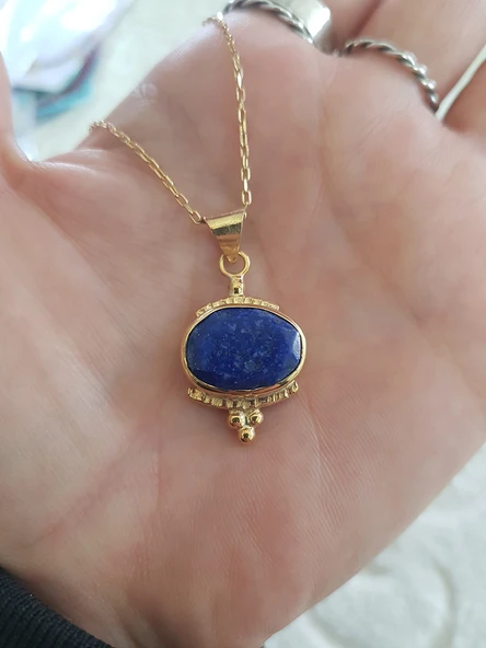 Lapis Taşı Gümüş Kolye - Resim 4