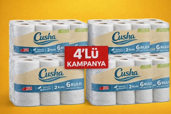 CUSHA FOTOSELLİ (HAREKETLİ) KAĞIT HAVLU 24 RULO NET 10 KG 4 LÜ FIRSAT KAMPANYASI ürün görseli 1