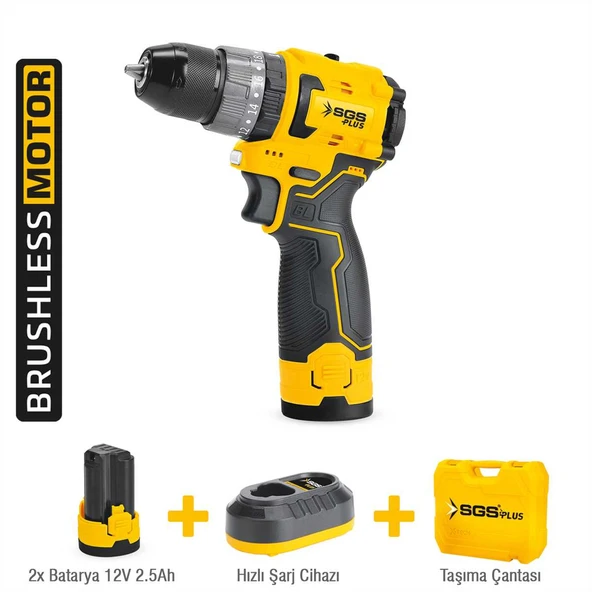 SGS AKÜLÜ DARBELİ VİDALAMA SETİ 12 VOLT (2X2.5 Ah) (KÖMÜRSÜZ MOTOR) ürün görseli 1