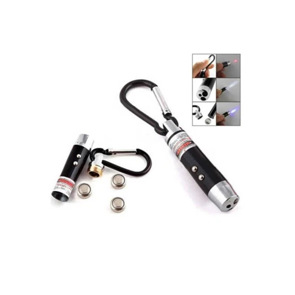 El Feneri Anahtarlık Işıklı Anahtarlık 3 Fonksyonlu Lazer Led Fener ürün görseli 1