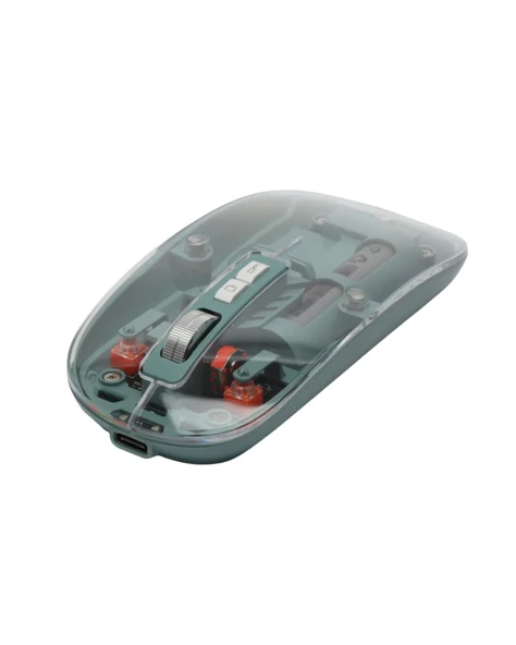 Bluetooth Ve 2.4g Usb Destekli Pilli Kablosuz Şeffaf Mouse - Resim 6