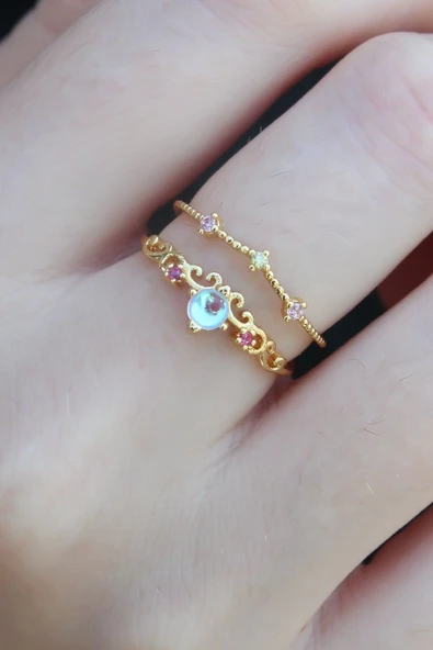 Gold Renk Zirkon Taşlı Taç Model Kadın Yüzük - TJ-BYK2665 ürün görseli 1