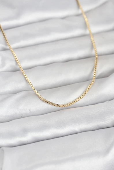 CM 14K Gold Renk Kare Zincirli Model 60 cm Kadın Kolye TJ-BKO10941 ürün görseli 1