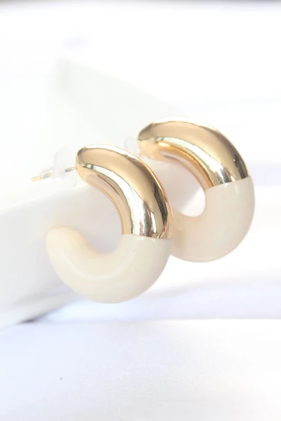 CCB Krem Gold Çift Renk Küpe - TJ-BKP8870 ürün görseli 1
