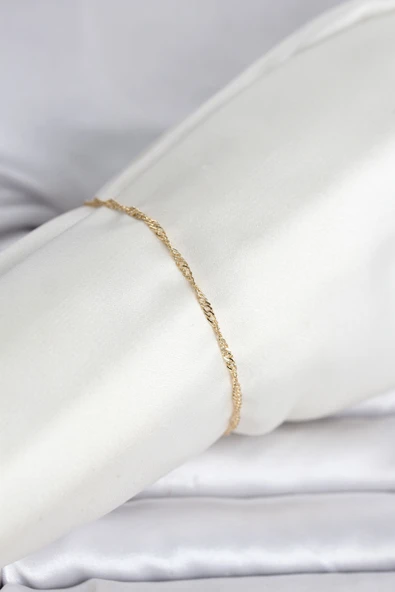 CM 14K Gold Renk Ezme Burgu Zincir Model Kadın Bileklik TJ-BB8280 ürün görseli 1