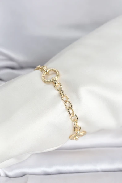 CM 14K Gold Renk Lazerli Halka Model Kadın Bileklik TJ-BB8300 ürün görseli 1