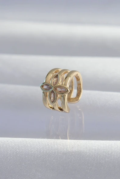 Pirinç Gold Renk Yonca Earcuff Küpe - TJ-BKP9331 ürün görseli 1