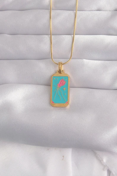 316L Çelik Gold Renk M.i Mineli Tarot Kolye - TJ-BKO9030 ürün görseli 1
