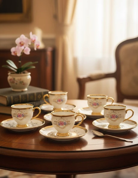 Paçi Home Fleur Yaldızlı 6 Kişilik Fincan Takımı P/POR-102094 ürün görseli 1