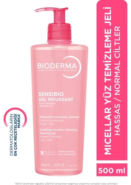Bioderma Sensibio Foaming Gel Hassas ve Normal Ciltler Durulanan Micellar Yüz Temizleme Jeli 500 ml ürün görseli 1