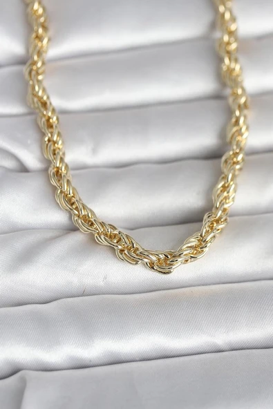CM 14K Gold Renk Kalın Burgu Zincirli Model 60 cm Kadın Kolye - TJ-BKO10997 ürün görseli 1