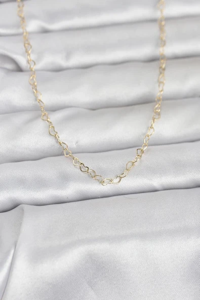 CM 14K Gold Renk Kalp Zincirli 60 cm Kadın Kolye - TJ-BKO10953 ürün görseli 1