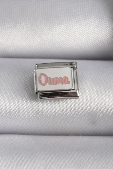 316L Çelik Gümüş Renk Beyaz Pembe Ouma İşlemeli Nomination Charm - TJ-BC1027 ürün görseli 1