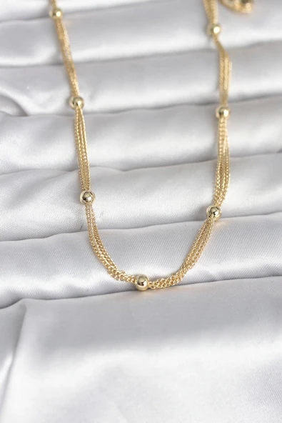 CM 14K Gold Renk Topçuk Model 60 cm Kadın Kolye (Vice/1395) ürün görseli 1