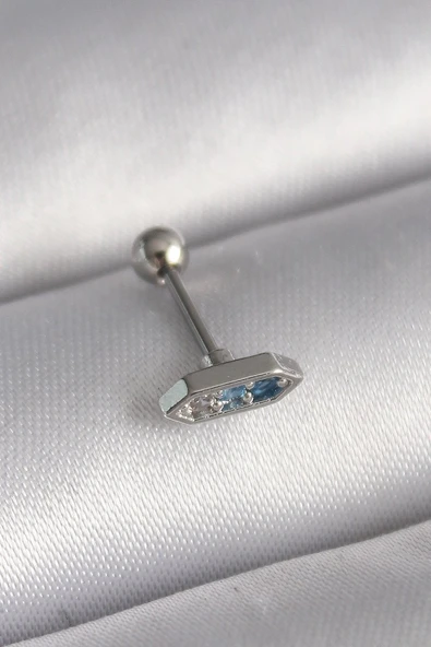 316L Çelik Gümüş Renk M.i Zirkon Taşlı Tragus Piercing - TJ-PR1285 ürün görseli 1