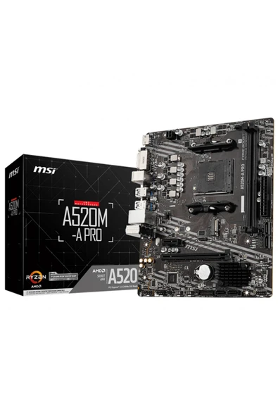 A520M-A Pro Amd A520 Soket Am4 Ddr4 4600(Oc)Mhz Matx Gaming Anakart ürün görseli 1