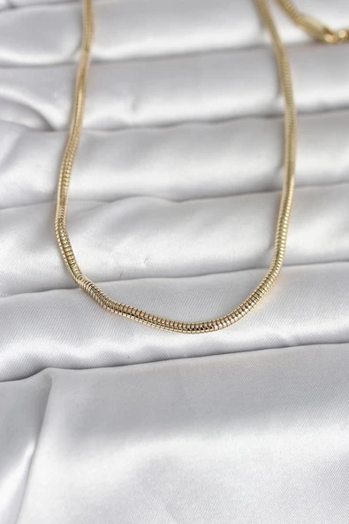 CM 14K Gold Renk Yılan Zincir Model 60 cm Kadın Kolye (Vice/1395) ürün görseli 1