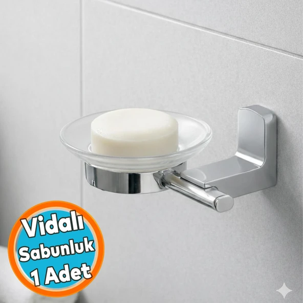 Sabunluk Duvar Tipi Banyo Sabunluğu Lüx Vidalı Krom Paslanmaz Metal Şık Modern Minimal Tasarım ürün görseli 1