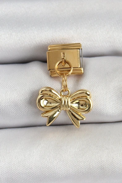 316L Çelik Sallantılı Fiyonk Model Gold Renk Nomination Charm - TJ-BC1412 ürün görseli 1