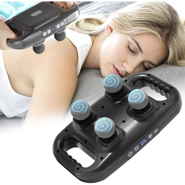 4 Başlıklı Masaj Tabancası Ergonomik Derin Doku Sırt ve Boyun Masaj Aleti Ağrı ve Sızı Giderici ürün görseli 1