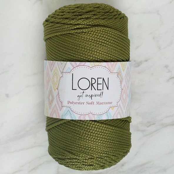 Loren Polyester Soft Macrame Yeşil El Örgü İpi - LM010 - 34429 - Resim 3