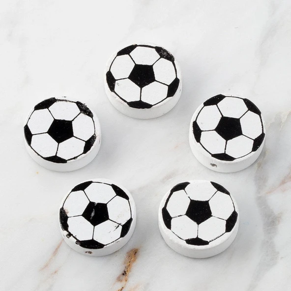 Loren 5 li Futbol Topu Yuvarlak Ahşap Boncuk ürün görseli 1