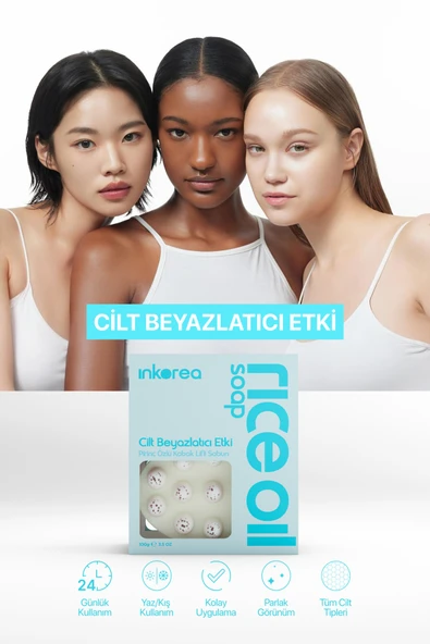 İnkorea Rice Oil Soap- Cilt Beyazlatıcı Kabak Lifli Pirinç Yağı Özlü Sabun - Resim 2