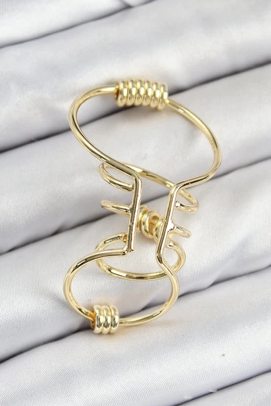 Pirinç Halkalı Model Gold Renk Kıkırdak Küpe - TJ-BKP11060 ürün görseli 1