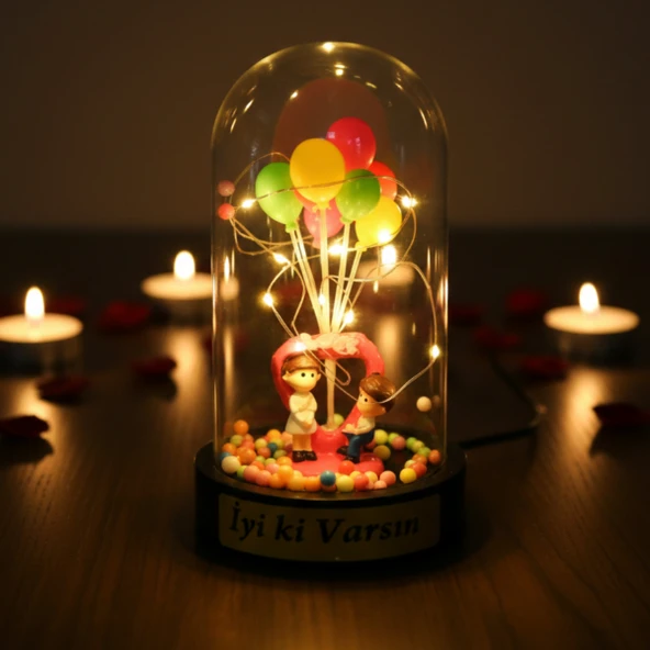 Biblolu Balonlu Ledli Fanus - Resim 3