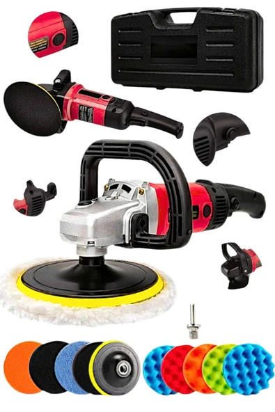 Bakır Sargı Devir Ayarlı Polisaj Makinesi 2000 Watt 180mm 12 Parça Set Hediyeli ürün görseli 1