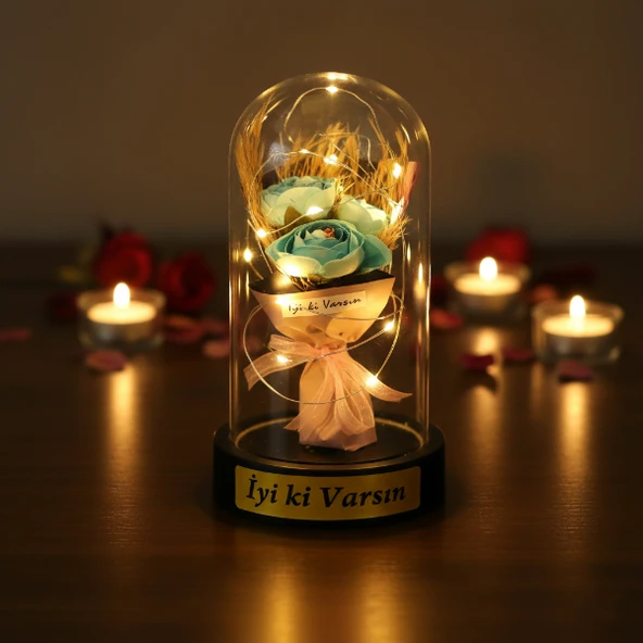 Gül Buketi Ledli Fanus - Resim 4