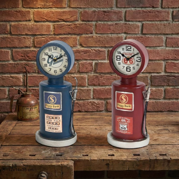 Retro Benzin Pompası Tasarımlı Masaüstü Saat ürün görseli 1