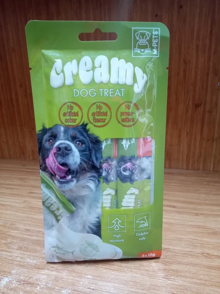 M-Pets Creamy Ton Balıklı ve Deniz Taraklı Köpek Ödülü 4X15GR ürün görseli 1