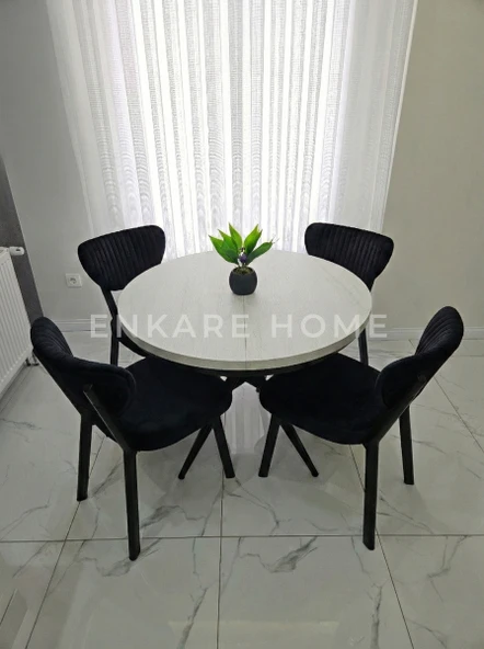Oliva Masa Papatya Sandalye, Yuvarlak Açılabilir Mdf Masa, Mutfak, Salon Masası - 100x100 - 140 ürün görseli 1