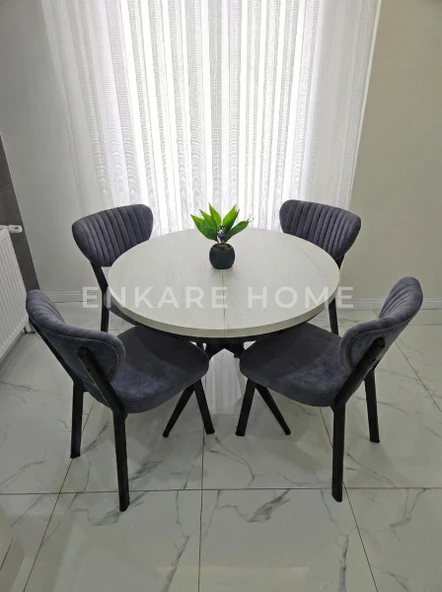 Oliva Masa Papatya Sandalye, Yuvarlak Açılabilir Mdf Masa, Mutfak, Salon Masası - 100x100 - 140 ürün görseli 1