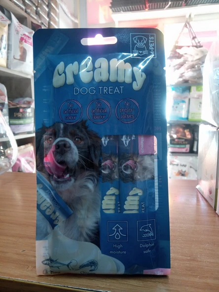 M-Pets Creamy Ton Balıklı ve Karidesli Krema Köpek Ödül Maması 4X15 gr ürün görseli 1