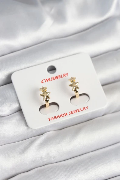 Pirinç Gold Renk Yıldız Kadın Küpe - TJ-BKP11242 ürün görseli 1