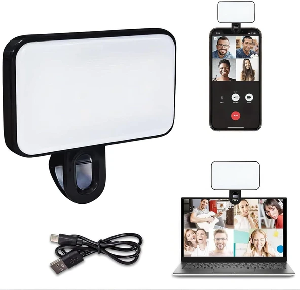 Telefon ve Bilgisayar Uyumlu Şarjlı Selfie Işığı (3 Farklı Renk Modu) ürün görseli 1