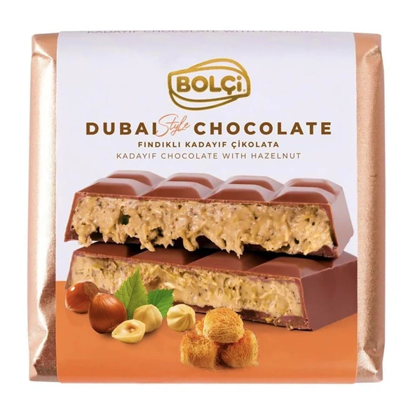Bolçi Fındıklı Kadayıf Dolgulu Sütlü Çikolata - Dubai Çikolatası 100g ürün görseli 1