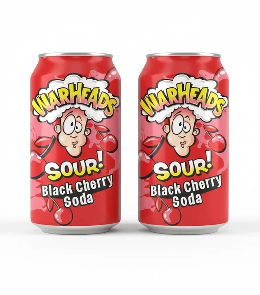Warheads Sour Black Cherry Soda - Ekşi Kiraz Aromalı Gazlı İçecek 330ml (2 ADET) ürün görseli 1