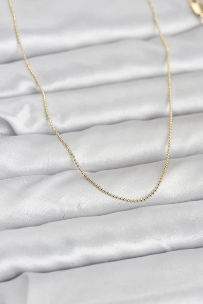 CM 14K Gold Renk İnce Top Zincirli 60 cm Kadın Kolye - TJ-BKO10943 ürün görseli 1