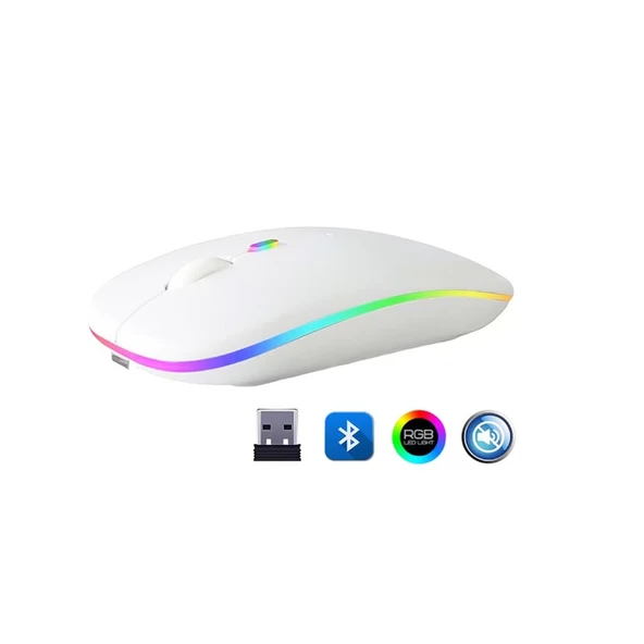 ZR215 Cba100 Rgb Beyaz Şarjlı Mouse ürün görseli 1