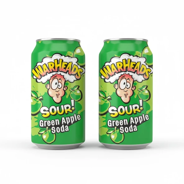 Warheads Sour Green Apple Soda - Ekşi Elma Aromalı Gazlı İçecek 330ml (2 ADET) ürün görseli 1