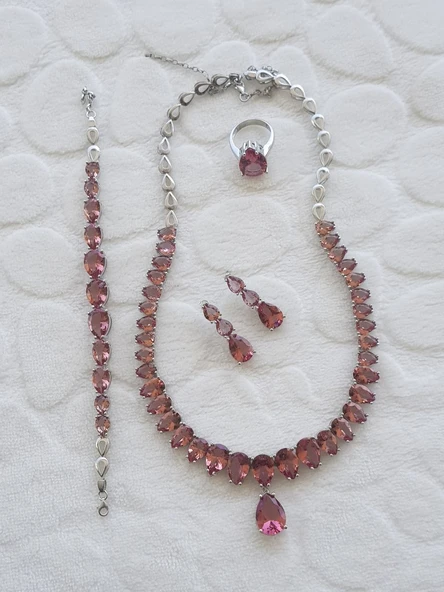 Sultanit Taşlı Gerdanlıklı Bileklikli Gümüş Set ürün görseli 1