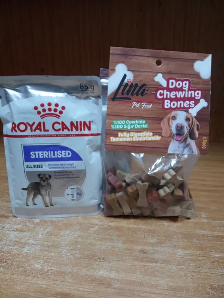 royal canin  Sterilised Loaf Yetişkin Köpek Yaş Maması 85 Gram x 3 ADET+500 Gram Lina Sığır Etli Köpek Ödül Mama ürün görseli 1