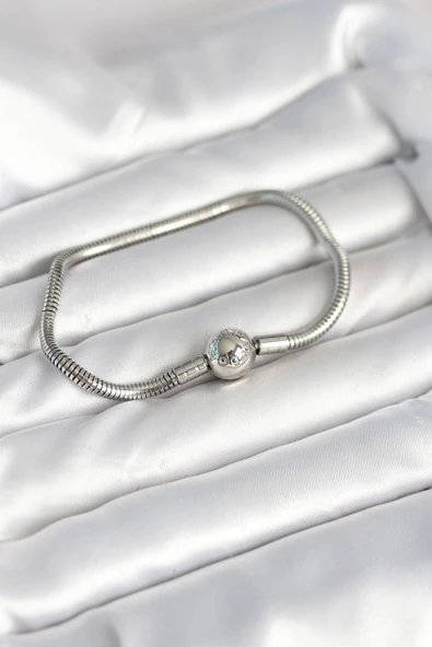Gümüş Renk Pirinç Charm Bileklik - TJ-BB8015 ürün görseli 1
