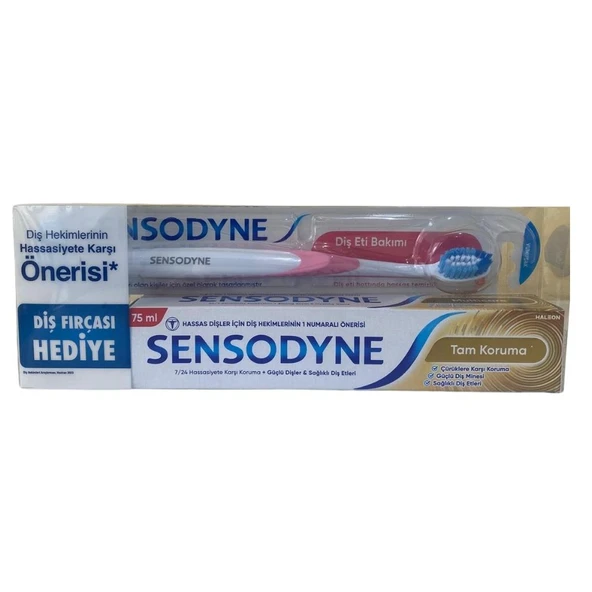 Sensodyne Tam Koruma 75 ml Diş Macunu + Diş Eti Bakımı Diş Fırçası Hediye ürün görseli 1