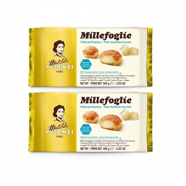 Matilde Vicenzi Millefoglie Süt Kreması Ve Beyaz Çikolata Dolgulu Milföy Tatlı 100 g (2 ADET) ürün görseli 1