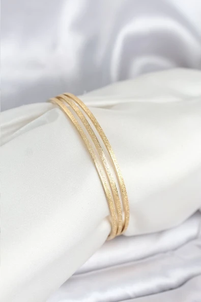 316L Çelik Gold Renk Simli Model Ajda 65 mm Kadın Bileklik - TJ-BB8076 ürün görseli 1