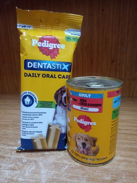 Pedigree Denta Stix Orta Irk Köpek Ödülü 180 Gram+Pedigree Sığır&ciğerli Köpek Konserve 400 Gram ürün görseli 1